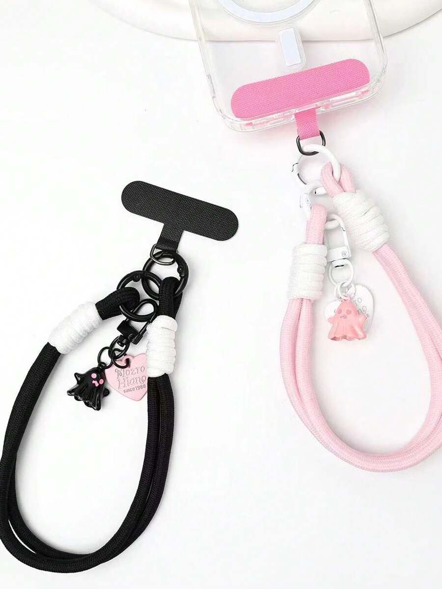 1pc Halloween Ghost Mobile Phone Lanyard, Short Wrist Ring, Multi-Functional Strap, Men's And Women's Fashionable Outdoor Travel Chain, Key Case, Sturdy