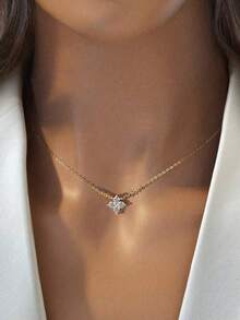 1pc Elegant Diamond Four-Leaf Clover Necklace 925 Sterling Silver Women's Delicate Necklace High-End Jewelry Party Gift Birthday Gift Dating Essentials