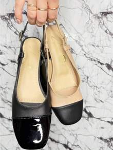 La Caprichosa Zapatos Slingback Mujer Bicolor Elegantes Punta Cuadrada Tacón Bajo, Sandalias Slingback Mujer Comodas Casuales Oficina Tacón Bajo, Zapatos de Vestir Mujer Slingback Bicolor recubierto Elegantes, Zapatos Slingback Mujer Elegantes Punta Cuadrada Moda 2025, Zapatos Mujer Tacón Bajo Slingback Elegantes Para Oficina y Fiesta, Zapatos Bicolor Slingback Mujer Tacón Bajo recubierto Casual Chic, Sandalias Slingback Mujer Elegantes Comodas Oficina Diario - Beis - Ver 4