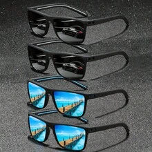 New Stylish Square Fashion Glasses For Men, Outdoor Sports Driving Fishing Cycling Glasses, Colorblock Casual Unisex All Season