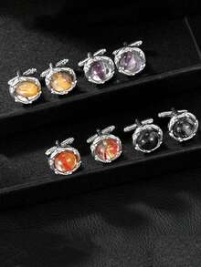 1 Paar modische & kreative Manschettenknöpfe, bunte Dekoration für Herren Anzughemden, Business Kleidung