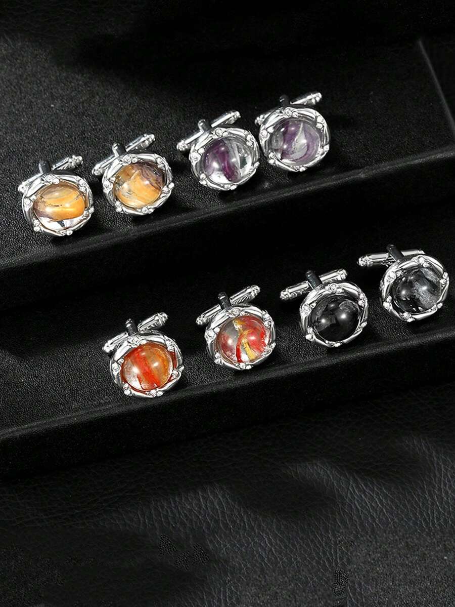 1 Paar modische & kreative Manschettenknöpfe, bunte Dekoration für Herren Anzughemden, Business Kleidung