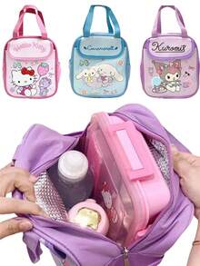 Sanrio 1pc Insulated Fashionable Portable Lunch Bag Cute Cartoon    Design Reusable Lunch Box Perfect For School Work Meals