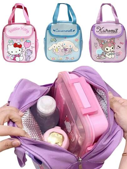 Sanrio 1pc Insulated Fashionable Portable Lunch Bag Cute Cartoon    Design Reusable Lunch Box Perfect For School Work Meals