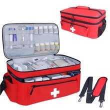 Large Capacity First Aid Kit With Shoulder Strap, Medicine Storage Box, Travel Emergency Bag For Car, Home, Office, Outdoor, Camping, Hiking Travel Essentials Holiday Vacation Medicine Organizer Emergency Kit Medicine Bag Medicine Storage Bag For Travel For Outdoor Portable First Aid Bag