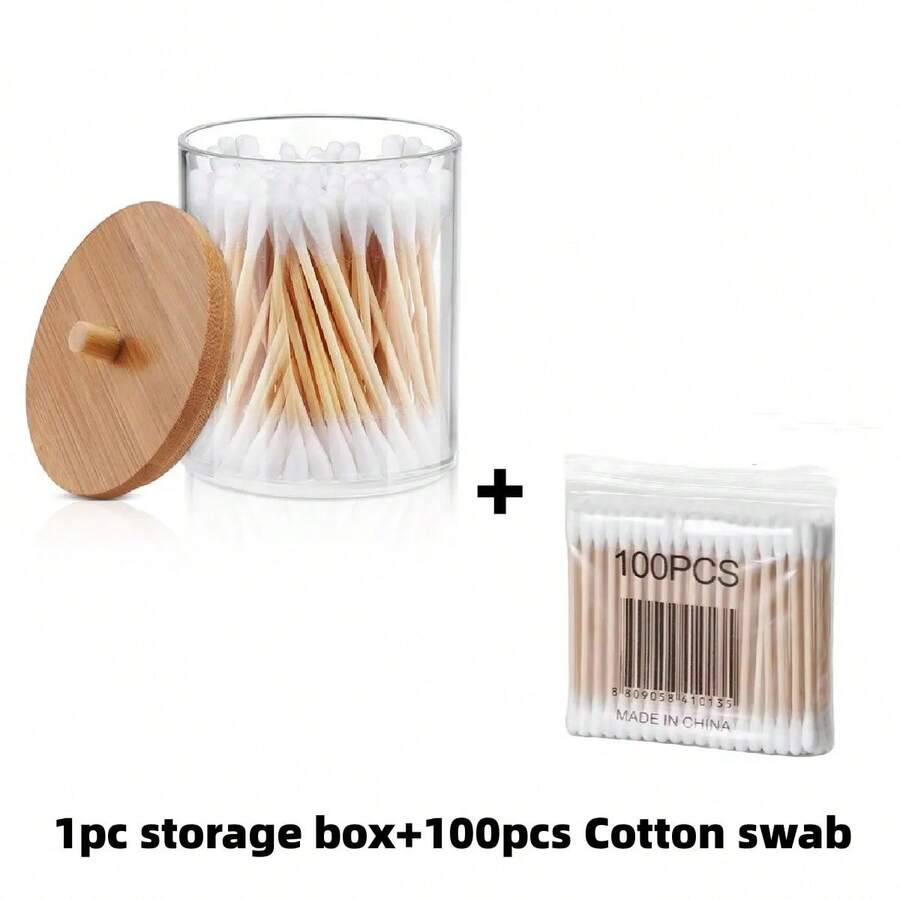 1Pcs Cotton Swab Holder, Cotton Swab Dispenser With Lids,Bathroom Storage Jars Storage Containers Plastic