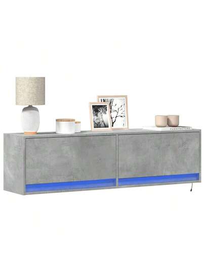 VidaXL TV Wand Unit LED Lighting 140x31x38 Cm Concrete Grijs