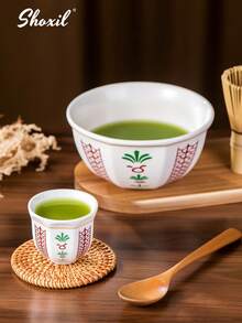 shoxil 1/6 件抹茶搅拌器套装、抹茶传统入门套装、抹茶茶具套装，包括抹茶碗（带倾倒嘴）、竹制抹茶搅拌器（茶筅）、勺子（茶勺）、搅拌器支架、抹茶筛、礼品盒 - Matcha Set - 查看 5