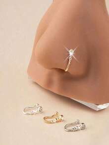 1pc Delicate And Elegant  Gourd Shaped Artificial CZ Nose Ring Stud Suitable For Women, Nightclub, Party, Birthday Gift