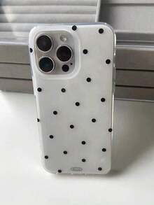 Fashionable Cute Polka Dot Glossy Soft Phone Case, Compatible With IPhone 17 Air, 16, 15, 14, 13, 12, 11 Pro Max, 16, 15, 14 Plus, Minimalist Creative Shock-Proof Back Cover - 黑與白 - 查看 6