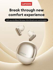 Lenovo 联想 LP19PRO 蓝牙耳机，半入耳式，大型动态驱动器，360° 环绕声，高品质音频，低延迟，超长电池寿命，运动、音乐、游戏、清晰通话（带麦克风），适用于智能手机和平板电脑的无线耳塞 - 米色 - 查看 13