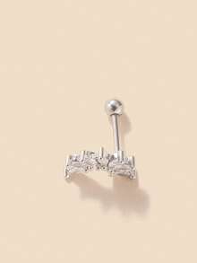 1pc Minimalist Copper Alloy & Cubic Zirconia Snake, Leaf, Crown Shaped Cartilage Earring, Suitable For Women's Daily, Work And Leisure Wear