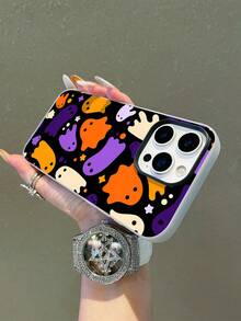 1pc Cute Ghost Pattern Jelly Pudding Waterproof Shockproof Anti-Slip TPU 2-In-1 Soft Phone Case Cover Compatible With Apple Phones, Halloween