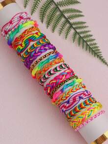 10/20 piezas Pulsera de cuerda tejida a mano para niña, moda, colorida, cuerda de la suerte, regalo diario para amigos, accesorios de joyería