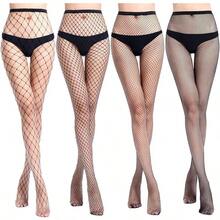 Floral Fishnet Tights For Women - High Waist Patterned Stockings, Gothic Halloween Party - 3pcs Fishnet Stocking - View 8