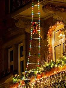 1pc Christmas Santa Claus LED Stair Light - 3 Meters Long 12-Level Multi-Color Stair Decor, Multicolor Lighting, USB Powered, 8 Flashing Modes, Durable Plastic Indoor/Outdoor Holiday Party Decor, No Battery Needed, Suitable For Home, Garden, Window And Party