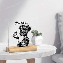 An Acrylic Desktop Decoration With Positive Affirmations - You Are Strong, Beautiful, Amazing - Elegant 2D Design For Home, Office, Or Cafe Decoration - Perfect Gift For Birthdays, Move-Ins, Holidays, And Encouragement - 亞克力 - 查看 8