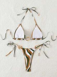 Conjunto de bikini triángulo con atar al cuello, sexy y de moda para el verano y la playa