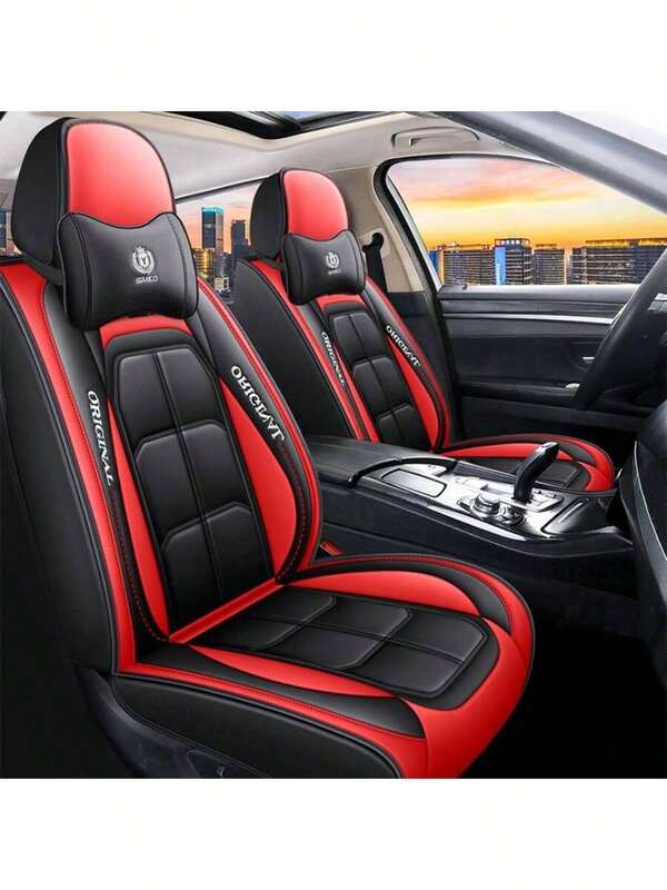 Fundas para asientos de coche de 5 asientos/asiento individual/asiento doble - Tipo de músculo abdominal frontal, talla universal, diseño transpirable, fácil instalación, sin relleno - Ajuste universal para la mayoría de los asientos de vehículos, adecuado para la mayoría de los coches, automóviles, SUV, camiones, camionetas, compatible con protectores de asiento de coche.