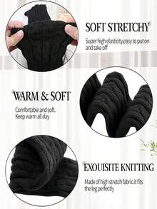 1 双女士冬季保暖靴套，针织靴袜，短款腿套，靴套腿套，保暖圣诞礼物 - 長款 - 查看 4