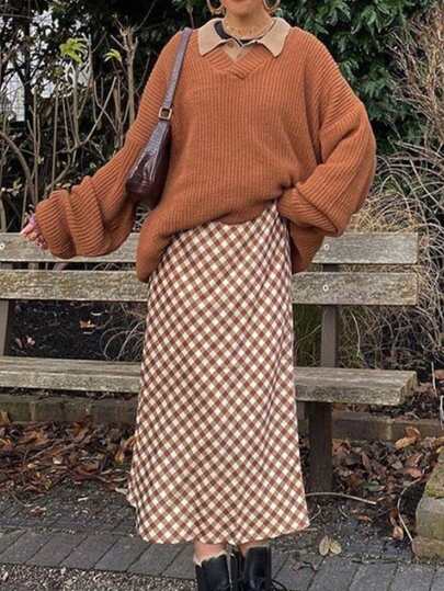 Women's Young Fashion Romantic Plaid Spring, Summer, Autumn And Winter Long Skirts