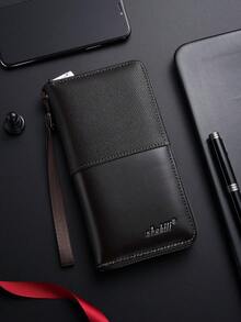 Nouveau portefeuille patchwork pour hommes, style long avec de multiples fentes pour cartes, portefeuille bifold minimaliste décontracté à grande capacité - Multicolore - Voir 14