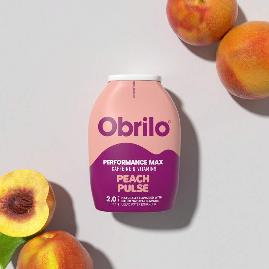 Obrilo Performance Energy Dye Free Water Enhancer - L-Theanine + Taurine + Vitamin Complex + Ginseng + Guarana Seed - Đào xung - Xem 1