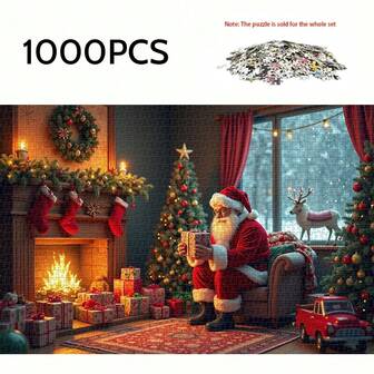 1000/500/300pcs Adult Jigsaw Puzzle, Christmas Family Scene High Difficulty Mega Puzzle, Quality Thick , Fun Creative To Improve Thinking Ability, Home DIY Decor To Enhance Atmosphere, Interactive Intellectual Puzzle, Brain Challenge Hobby, Artwork Decoration, Perfect Gift For Birthday, Halloween, Thanksgiving