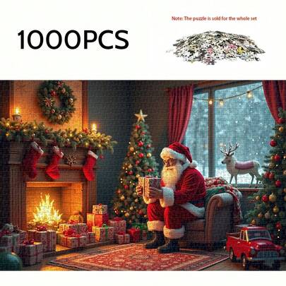 1000/500/300 片成人拼图，圣诞节家庭场景高难度巨型拼图，优质厚实，趣味创意，提高思维能力，家居 DIY 装饰，提升氛围，互动智力拼图，脑力挑战爱好，艺术品装饰，生日、万圣节、感恩节的完美礼物