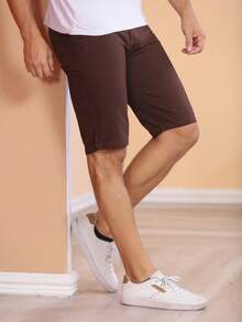 Men's Bermuda Shorts, Colored Twill, Premium Jeans, Various Colors - Coffee Brown - View 3