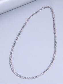 1 chiếc dây chuyền mỏng bằng thép không gỉ thời trang, kiểu dáng cá tính dành cho nam giới. - Bạc - Xem 5
