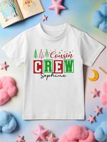 Personalized Christmas Cousin Crew Kids T-Shirt, Custom Family Matching X-Mas Shirt For Toddler, Cousin Crew Winter Holiday Youth Hoodie, X-Mas Gift For Cousin, Family Christmas Outfit. CU-161 - trắng - Xem 1