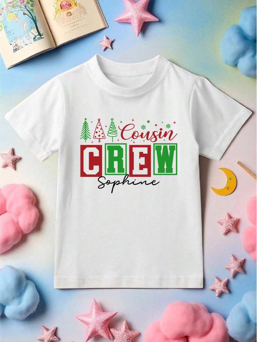 Personalized Christmas Cousin Crew Kids T-Shirt, Custom Family Matching X-Mas Shirt For Toddler, Cousin Crew Winter Holiday Youth Hoodie, X-Mas Gift For Cousin, Family Christmas Outfit. CU-161 - trắng - Xem 1