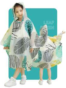 1 儿童时尚斗篷雨衣，男女童上学或散步专用-小学生加厚连体斗篷雨衣，便携旅行，适合3至14岁儿童上学、散步、露营和户外 - 彩色 - 查看 4