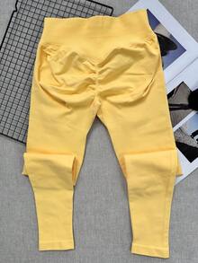 Leggings Woman Yoga Seamless Sports Pants Tummy Control Squat Proof Gym Fitness Workout Scrunch Butt Tights - Yellow - View 5