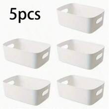 10pcs/5pcs Plastic Study Basket, Kitchen Storage Basket, Bathroom Storage Basket, Handle Storage Basket, Suitable For Home, Kitchen, Bathroom, Office, Bedroom
