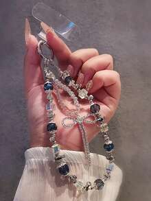 Butterfly Decor Phone Lanyard For Women, Delicate Crystal Pendant Wrist Short Beaded Accessory, Outdoor Travel Shopping Anti-Lost Phone Strap, Fashionable Phone Case Hanging Rope - Multicolor - View 6