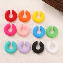 Set de 4 piezas/8 piezas de aretes de clip con forma de C, incrustados de cobre y circonita, estilo punk hip-hop, joyas simples y elegantes para mujer, de uso versátil para uso diario - Multicolor - Ver 12