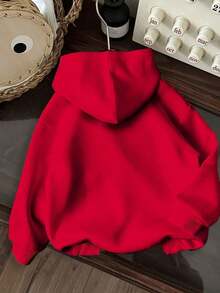 ChristmasWomen's Casual Minimalist "NEW YORK BROOKLYN" Graphic Print Loose Fit Pullover Hoodie Sweatshirt, Thick For Autumn And Winter,Long Sleeve Tops Back To School Fall And Winter Clothing Autumn And WinterLoose And Comfortablechristmas Outfit Women - 紅色 - 查看 3