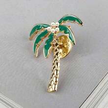 1 件时尚优雅的椰子树珐琅胸针，适合男士日常穿着和包包，节日礼物 - 彩色 - 查看 6