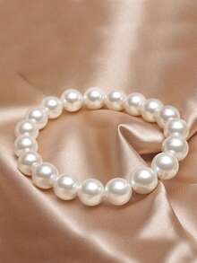 3 colores Elegante pulsera de perla de concha de estilo marinero | Pulsera elástica de cuentas redondas versátil y de moda | Simbolizando elegancia noble, amarillo, morado y blanco, regalo perfecto para mamá o novia en el Día de San Valentín, cumpleaños, hermosa pulsera para el Día de San Valentín, cumpleaños