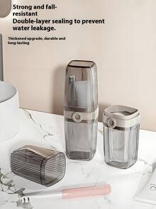 密封防漏便携式带盖香皂盒,迷你收纳携带皂盒,便捷旅行漱口杯香皂盒,情侣洗漱杯牙刷杯收纳盒牙刷牙膏盒套装,商务旅行户外露营户外旅行便携,适用于居家,学校,旅行包收纳等! - 透明灰 - 查看 5