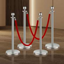 Stanchion Post, 4 Pcs Crowd Control Barrier Set With 2 Ropes, 5 Ft Stainless Steel Silver Stanchion Post Queue With Sand Injection Hollow Base For Theater, Party, Wedding, Exhibition - Multicolor - View 9