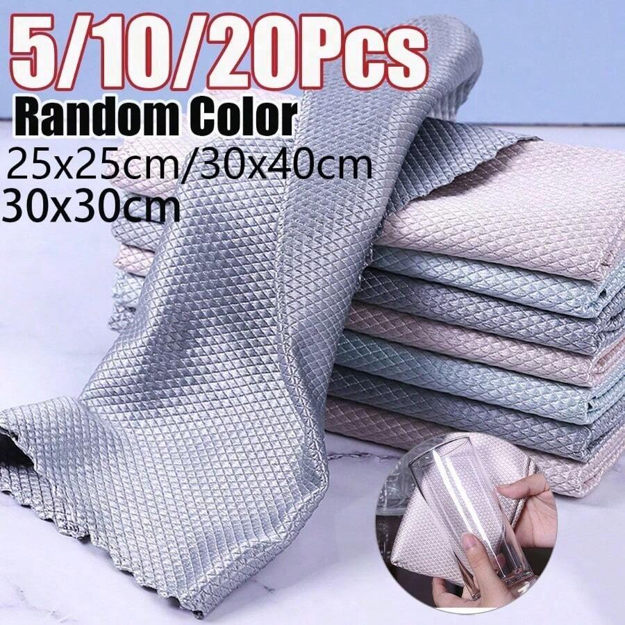 5 paños de limpieza mágicos - Sin rayas ni pelusas, toallas de microfibra reutilizables para vidrio, cocina, ventanas de automóviles, espejos y pantallas - Eliminación eficaz de manchas, huellas dactilares y limpieza de polvo