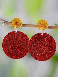 1 par de pendientes con bola colgante de parches de lentejuelas acrílicas para mujeres, adecuados para eventos deportivos y fiestas