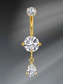 CIZME 1 件时尚不锈钢蝴蝶肚脐环，适合女士日常装饰，14G 金肚脐环心形方晶锆石肚脐环肚脐穿孔首饰肚脐环穿孔身体首饰 - 多色-2 - 查看 26