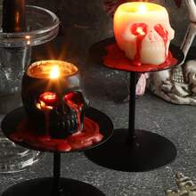 Velas de Halloween, Velas de calavera sangrante y fantasma de 2.5 pulgadas (negro y blanco), Decoraciones de esqueleto, Velas con sangre goteando para decoración gótica de Halloween para fiestas espeluznantes