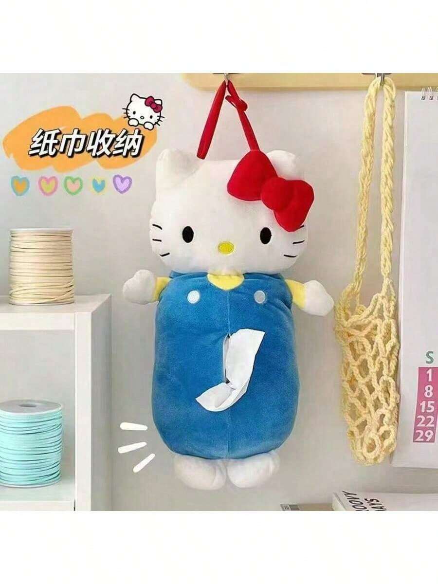 Sanrio Boîte à mouchoirs de chat, couvercle de rangement en forme de cœur pour voiture, type suspendu, sac en papier