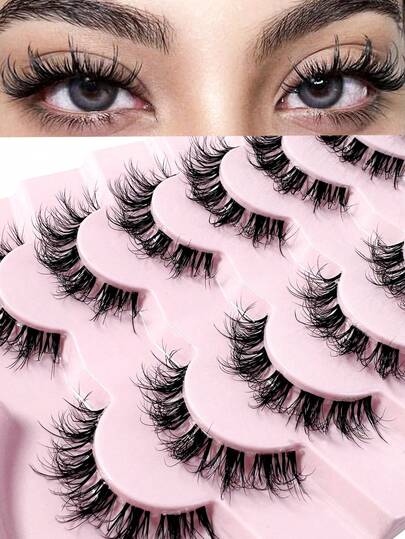 7 pares de pestañas postizas naturales y esponjosas de estilo ojo de gato, con volumen y suavidad, extensiones de maquillaje de pestañas falsas, tiras de pestañas postizas