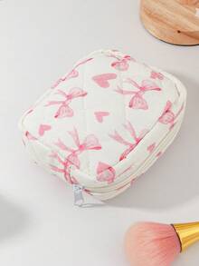 1Pc/Set Pink Heart & Bowknot Wash And Cosmetic Bag Set,Girls Sweet Large Capacity Multifunctional Storage Bag Clutch Makeup Bag Makeup Pouch Pencil Case With Zipper Closure For Skin Care,Cosmetics,Lip Oil,Sunscreen Cream,Hand Cream,Headset,Coin,Stationery,Sanitary Towel,Tampon,Small Items,Dorm Essentials Travel Essentials,Mom's Gift,Teacher's Gift,Gift For Bestie - Multicolor - View 21